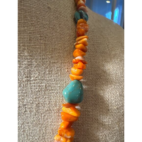 Jay King Sterling Silver Spiny Oyster Turquoise Nugget Necklace Southwestern - Picture 3 of 9